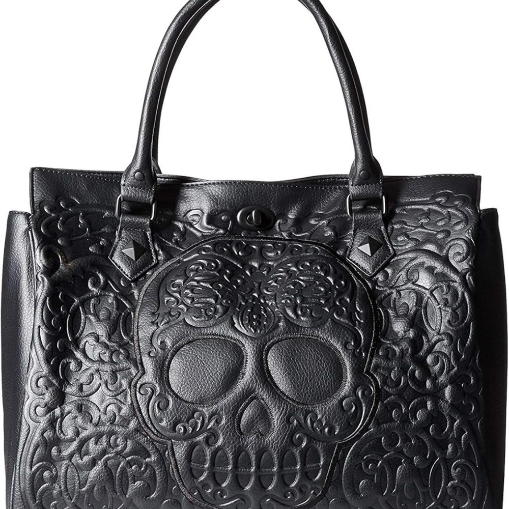 Loungefly Black Skull Embossed Tote